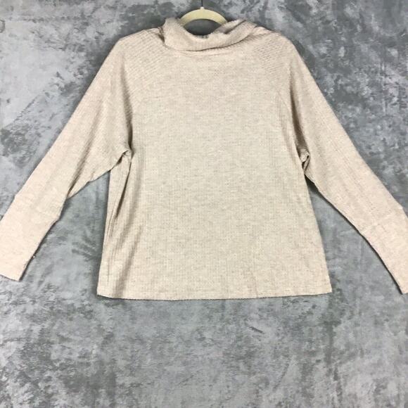 Bobeau Women's Medium Cowl Neck Waffle Knit Pullover Top Brown Heather NWOT - Picture 12 of 13